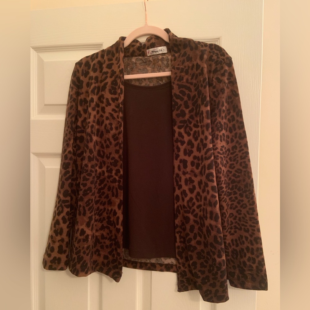 Morgan City Leopard Print one-piece layered blouse